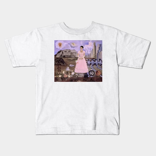 Self Portrait Along the Border Line Between Mexico and the United States by Frida Kahlo Kids T-Shirt by FridaBubble